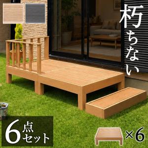 ウッドデッキ 9点セット 3帖 1.5坪 人工木材 ロータイプ テラス 丈夫