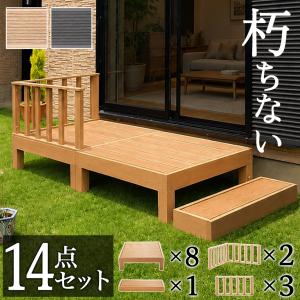 ウッドデッキ 12点セット 4帖 2坪 人工木材 ロータイプ テラス 丈夫 