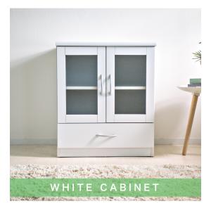 キャビネット ガラス扉 収納 食器棚 白 ホワ...の詳細画像3