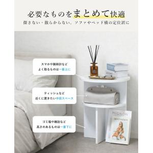 サイドテーブル スリム 木製 収納 丸型 おし...の詳細画像4