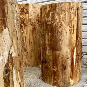 4脚セット) 特選国産ひのき 丸太椅子 (取手付) 直径約35cm前後 高さ約