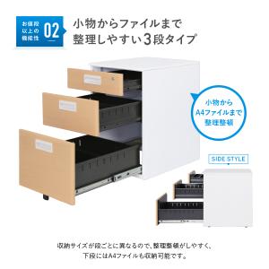 スチール 3段 ワゴン W395 D550 H...の詳細画像4