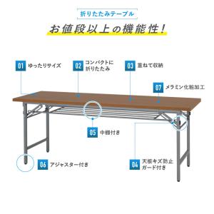 折りたたみテーブル W1800 D450 H7...の詳細画像5