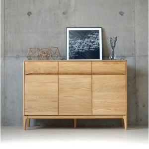 サイドボード 北欧 120 無垢材 オーク リビングボード キャビネット