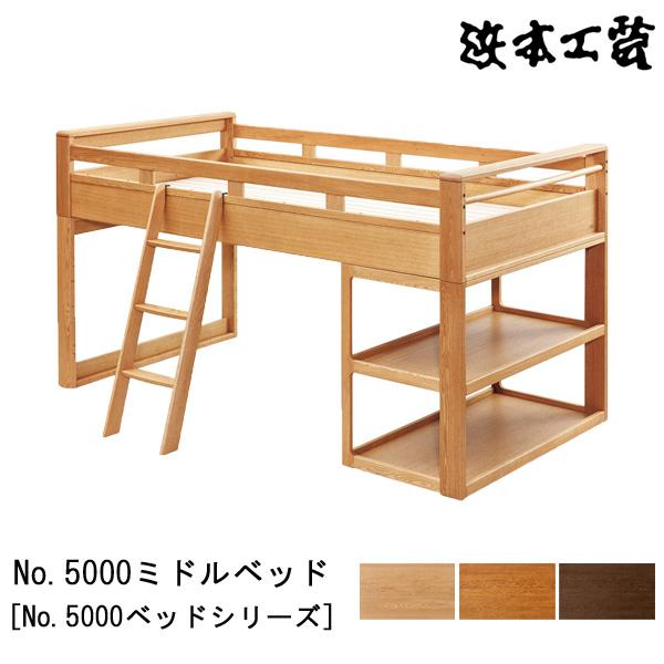 浜本工芸 ベッド ロフトベッド シングルベッド 木製 分割可能 スノコ ナラ材 No5000 ミドル...