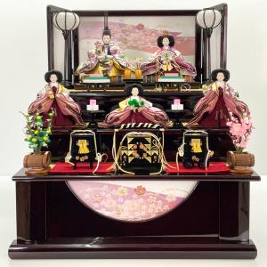 雛人形 親王 官女 収納飾り 3段 ワイン 絵巻に桜 おひなさま ひな祭り