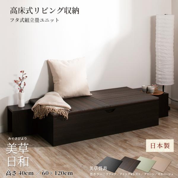 高さ40cm 120×60 (1畳×1個）ベンチ収納 日本製 畳ユニット 組立式 フタ式 国産畳 美...