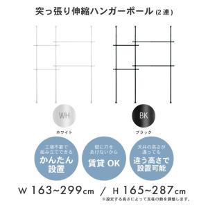 ハンガーラック 突っ張り 2連 スリム ウォー...の詳細画像2