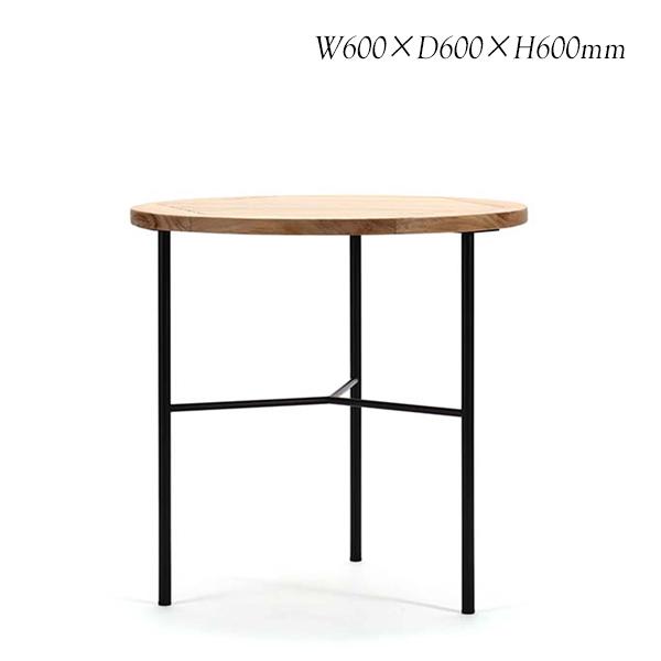 サイドテーブル 机 カフェテーブル ラウンドテーブル 丸型 幅60cm 奥行60cm スチール 木製...