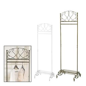 ハンガーラック パイプハンガー 衣類収納 衣類整理 棚付 アジャスター付 スチール製 ホワイト ゴールド MY-0352