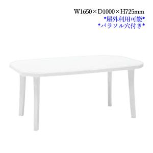 ガーデンテーブル アウトドアテーブル 角テーブル 角型テーブル 幅165cm 奥行100cm ポリプロピレン パラソル穴付 ホワイト 白 NE-0069