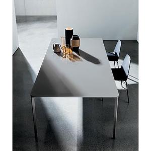 イタリアデザインのガラステーブル モダンデザイナーズ テーブル  ライトグレー色幅2ｍ 受注生産品 mut0239lg｜kaguselect-com