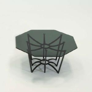 多角形モダンリビングサイドテーブル スモークガラステーブル  幅50cm myt0249bl｜kaguselect-com