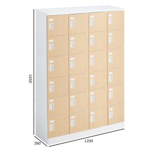 コクヨ　SBX-K46TSAWDA0　シューズボックス＜SBXシリーズ＞　ホワイト　4列6段(中棚付き)　扉付き　扉色ライトナチュラル　引き手タイプ