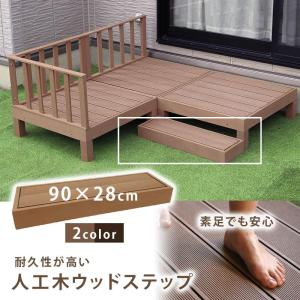 ウッドステップ 人工木 パーツ おしゃれ テラス ウッドデッキ 縁台 ステップ台 WPC DIY キット 段差解消 段差ステップ ガーデニング 庭造り