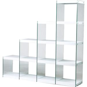 ガラス ディスプレイ ラック 4D階段ラック703HAB  幅164×高158 ホワイト色  人気 什器 店舗  棚｜kaguya3net