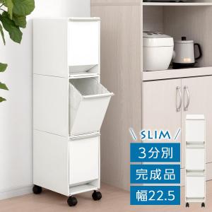 アスベル ゴミ箱 インテリア ダストボックス 分別ワゴンスリム3