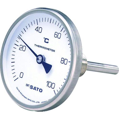 佐藤　バイメタル式温度計ＢＭ−Ｔ−７５Ｓ　０〜１００℃１００Ｌ（２１１０−２２）