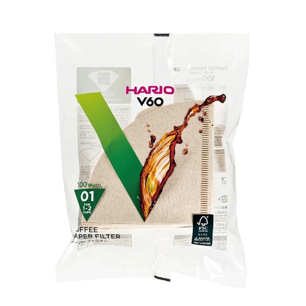 HARIO ハリオ V60ペーパーフィルター01 みさらし100枚入 1-2杯用 VCF-01-10...
