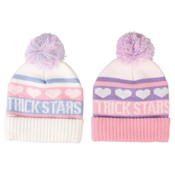 ハート柄 ニット帽 ニットキャップ ボンボン スキー スノボ かわいい 防寒 暖かい カジュアル ス...