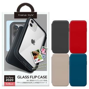 iPhone 12 mini ガラスフリップケース 背面ガラス マグネットロック機能 カード収納 PGA PG-20FGF01｜kaichou