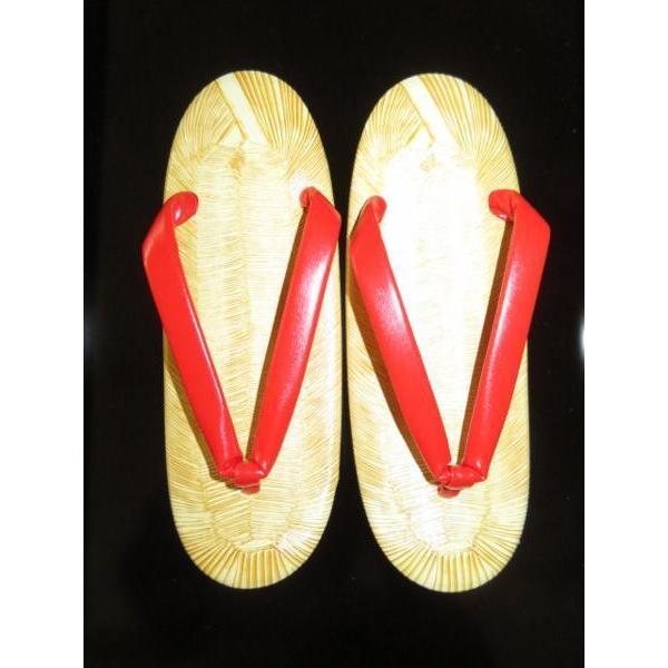【女性物雪駄】「赤鼻緒」 礼装雪駄Κ赤鼻緒黄千葉アメゴム底 女性物ワンサイズ 真紅の鼻緒日本製 拾