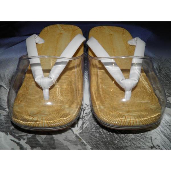 【★時雨履き雪駄3Lサイズ】業界初 特大3Ｌ時雨履き雪駄男物 Κ 白鼻緒黄千葉アメゴム底 拾