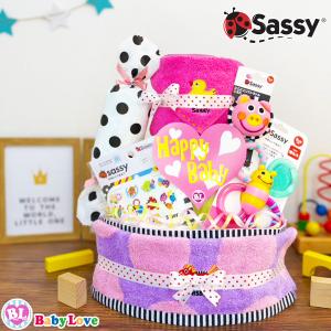 サッシー 出産祝い 女の子 おむつケーキ sassy おもちゃ付き オムツタワー