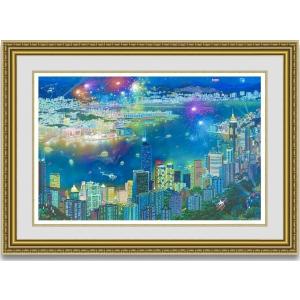 花とチャペル　小鳥　緑　吉岡浩太郎　額付き絵画シルクスクリーン初代 花 絵画 鳥 絵 版画 シルクスクリーン 吉岡浩太郎 「花と小鳥」 額付き