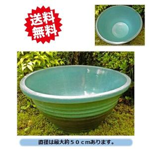 睡蓮鉢 大型 16号 大型睡蓮鉢 水蓮鉢 匠 水色 16号 直径約50cm メダカ鉢 陶器製
