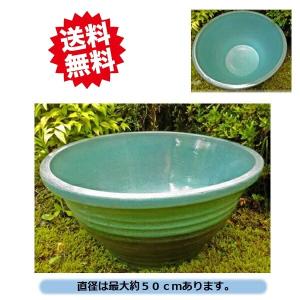 送料無料　大型睡蓮鉢　水蓮鉢　匠　水色　16号　 直径約50ｃｍ　メダカ鉢　陶器製　スイレン鉢　北海道・沖縄・離島出荷不可｜kaikai-shop