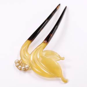 本鼈甲かんざし べっ甲＆あこや真珠 髪飾り 和装小物 簪