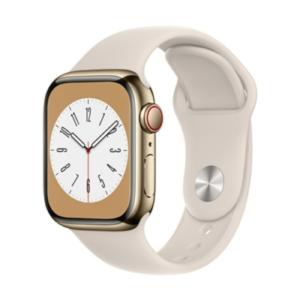 Apple Watch Series 8 GPS+Cellularモデル 41mm MNJC3J/A ゴールドステンレス スターライトスポーツバンド