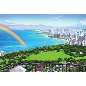 キャンバスパネル絵 (Diamond Head) 35ｘ55ｘ1.8cm ハワイアン雑貨 ハワイアンインテリア 壁掛け ワイキキ ハワイ 風景 絵画 絵 ダイヤモンドヘッド