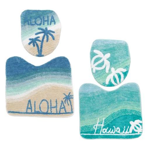 品質 サイズ リニューアル ハワイアン グラデーション トイレマット＆カバーセット 普通タイプ 洗浄...