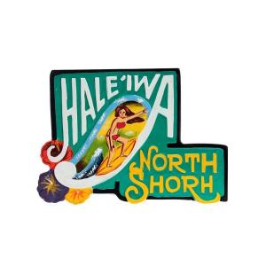 ハレイワ 看板 ノースショア 木彫りのハワイアンサインボード ハワイの