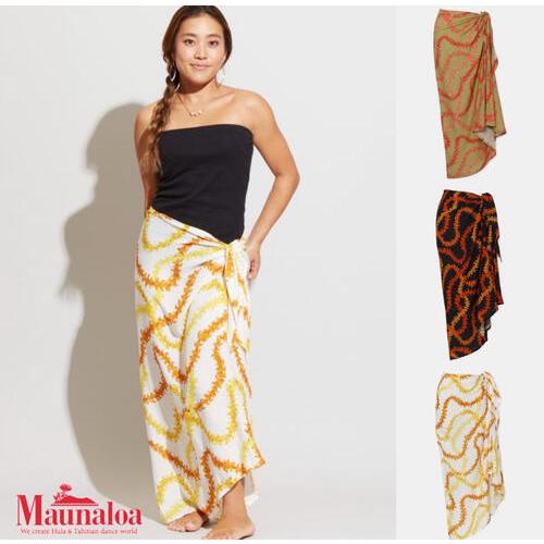 【Maunaloa】ハワイアン プアケニケニレイ パレオスカート 94cm レーヨン100% フラガ...