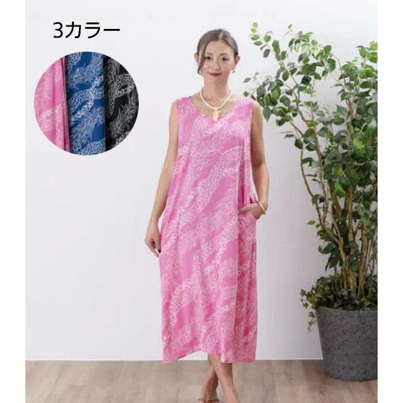 ハワイアン Aラインワンピース ワンピース レーヨン フラダンス ハワイアンドレス ゆったり M L...