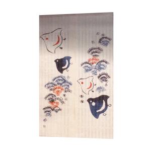 鳥獣戯画のれん わいわい 88×90cm 万葉舎 京のれん 本麻 和風 日本画