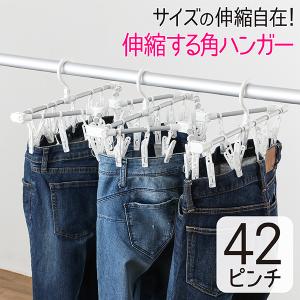 ピンチハンガー 伸縮 42ピンチ 伸縮自在 丈夫 伸縮ハンガー 伸縮角ハンガー 洗濯ハンガー コンパクト 物干しハンガー 洗濯物干し 伸びる 縮む JD 送料無料