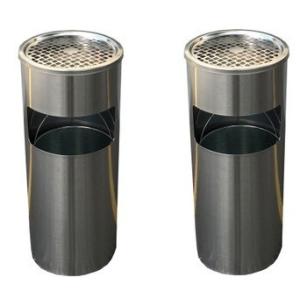 2個セット 屋外灰皿 A-085H 丸型 シルバー 吸い殻入れ 吸殻入れ アッシュトレイ ごみ箱 ゴ...