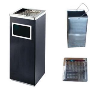 屋外灰皿  A-083B 角型 ブラック 吸い殻入れ 吸殻入れ アッシュトレイ ごみ箱 ゴミ箱付き灰...