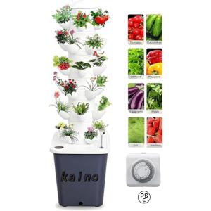 水耕栽培システム 6層 青い食品級PVC-U管水耕栽培キット 30穴 モジュラー式、BPAフリー、ポンプとタイマー付き 水耕栽培植物用 自動水循環システム搭載 藻の繁殖