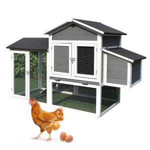 鶏小屋 鶏用ケージ 金網製の戸と窓 アスファルト屋根付き トレイ付き 階段付き 産卵箱付き 通気性 雨を防ぐ 大空間 多機能 DIY 杉材 木製耐候性鶏舎