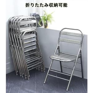折りたたみチェア パイプ椅子 ステンレス製 軽...の詳細画像2