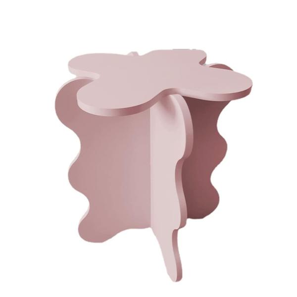 コーヒーテーブル、44.5*50.5cmミニ花びらコーヒーテーブル漫画無垢材ウェーブサイドテーブルシ...