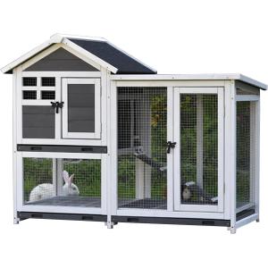 鶏小屋 屋外チキンコープ マルチレベル耐候性鶏舎 巣箱付き1200*630*950mm木製家禽ケージ ラン ランプ 金網 取り外し可能な底 丈夫で丈夫 水で洗える組み立て簡
