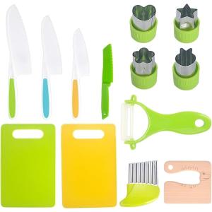 こども包丁 子供用包丁 子供用クッキングセット 本物エプロン付き 調理器具付き 安全包丁 まな板 野菜とフルーツカッター キッズナイフ 環境に優しい 鋸歯状エ