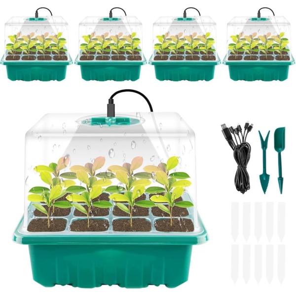 育苗ポット ライト付き 5個セット 12穴 育苗ボックス 育苗トレー 育苗箱 発芽?育苗セット 種蒔...