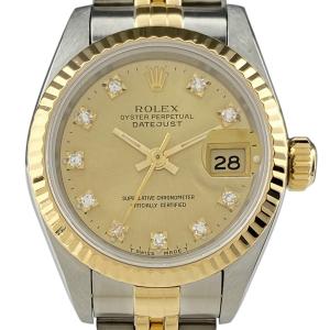 ロレックス ROLEX デイトジャスト 10Pダイヤ 69173G 腕時計 SS YG 自動巻き シャンパンゴールド レディース 中古  ラッピング可｜kaipre